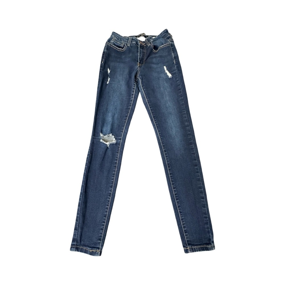 Black Pearl Denim Jeans Womens 3 Blue Skinny Distressed Ripped High Rise Stretch